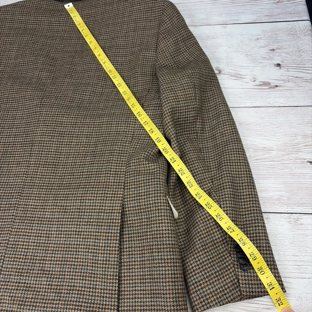 Tommy Hilfiger Men's 42R Brown Houndstooth Wool Blazer Coat Heritage Academia